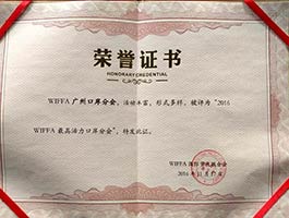 wiffa广州口岸分会荣誉证书