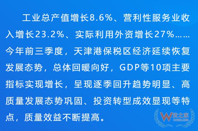 天津港保税区前三季度经济稳定增长指标逐季攀升-货之家